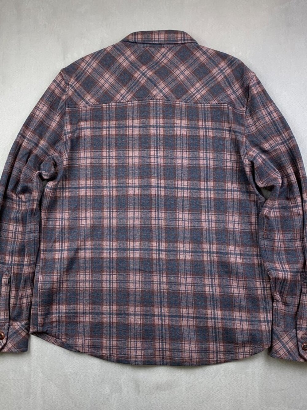 DU/ER Mens Shirt Medium Purple Plaid Flannel Button Up Long Sleeve Performance - Picture 8 of 8